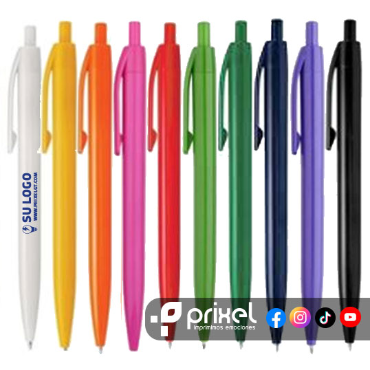 Boligrafo o Laoicero plastico Alepa variedad de colores con mecanismo pulsador