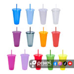 Vaso Plastico Jas con pajilla personalizacion desde unidad, variedad de colores